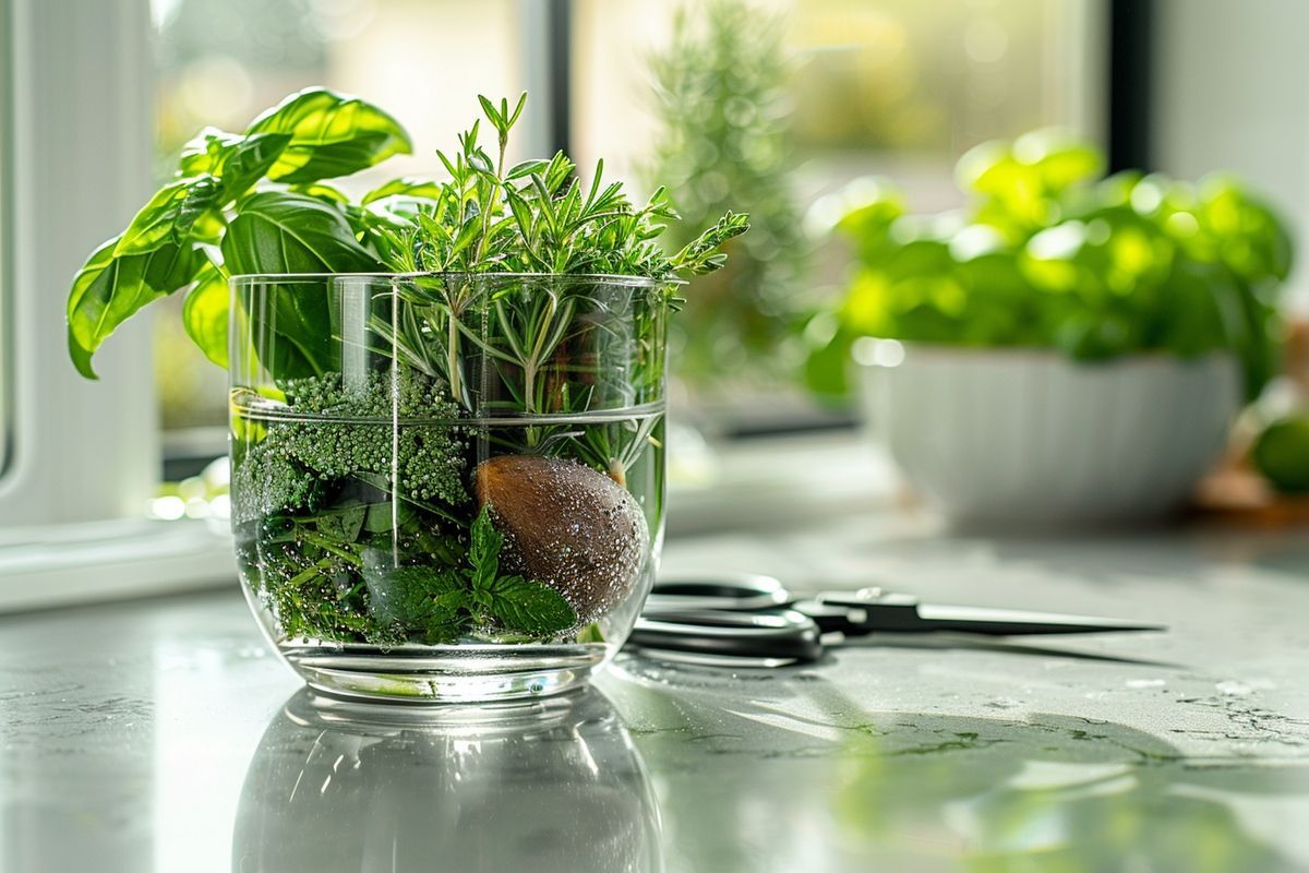 Technique simple pour hacher les herbes avec un verre et des ciseaux : découvrez comment